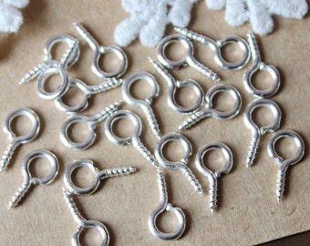 100pcs  7x13mm Nickel Free  Silver Eyehook Screw Eyepin Eye Pins with 7mm Loop -(JUR-122)