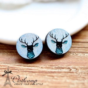 20% off -NEW Unique 3D Embossed  Deer 16mm Round Handmade Wood Cut Cabochon to make Rings, Earrings, ,Necklaces, Bracelets-(WG-137)