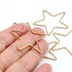 Messing Geometrische Charms, Roh Messing Ohrringe Zubehör, Roh Messing Anhänger, Stern Ohrringe Messing Charm, Schmuckzubehör, 40X38mm-RB1609