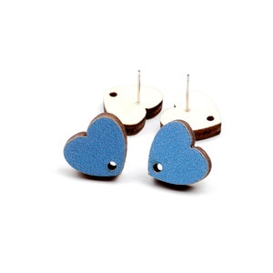 16x14.5mm Colorful Heart Earring Stud,Wood Earring Post to make Earrings,316 Surgical Stainless Steel,Jewelry Craft Supplies,EAR-323
