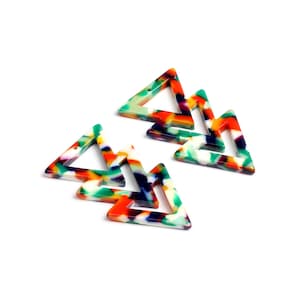 Acetate Acrylic Geometric Earring Charms,Tortoise Shell Beads,Triple Triangle Shaped Pendants,Earrings Parts,1 Hole 39x20.5mm A258-ACE245E