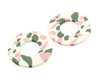 Polymer Clay Earring Findings-Necklace Jewelry Charms-Circular shaped Clay pendants for jewelry making Necklace Jewelry Handmade-44mm-PC-040