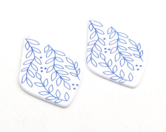 Printed Acrylic Beads,Acrylic Earring Charms,Drop Shaped Pendant,Acrylic Earring Parts,Leaf Earrings Blanks ,32mmx47mm ACL-055