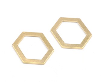 Brass Geometric Charm,  Raw Brass Earring Finding,Raw Brass  Pendant,Hexagon Shaped Earrings Brass Charm,Jewelry Supplies,26.5x19.5mm-RB1384