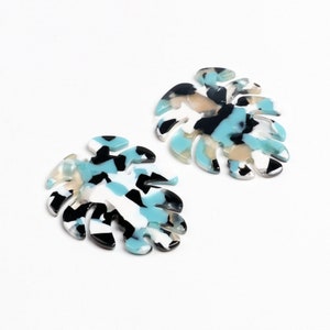 Tortoise Shell Acetate Acrylic Earring Charms,Monstera Leaf Shaped Pendant,Earring Parts,46x38mm,Earring finding,Earring Blanks A253-ACE251F