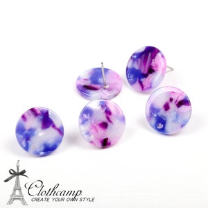 Acetate Tortoise Shell Stud Earrings,Circle Earrings Blanks,Coin Shaped Connector Earring Stud,Earring Findings,Post Charms,A110-ACE5070EA
