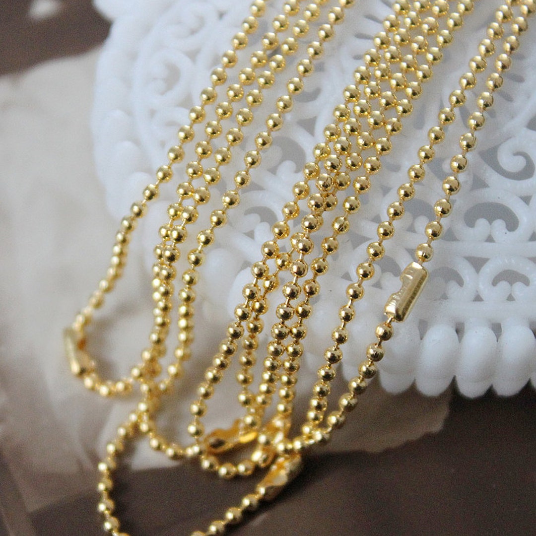 5PCS 1.5mm Gold Plated Ball Bead Chain Blank Necklace 1.5mm Bead Chain