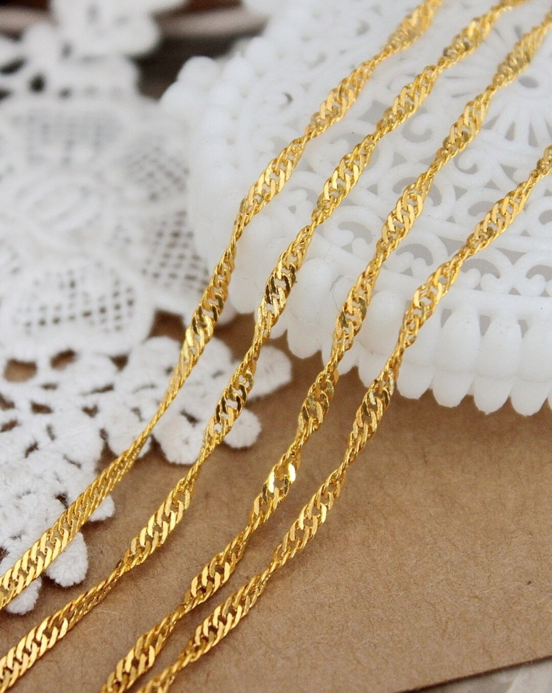 6.6feet Nickel Free Gold Plated Brass Link Chains Perfect for