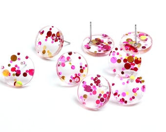 Acrylic Stud Earrings,Acrylic Resin Earring Stud,Coin Shaped Connector Earring,Round Circle Studs,Post Earrings Supplies,15MM,A387-ACE5180EA
