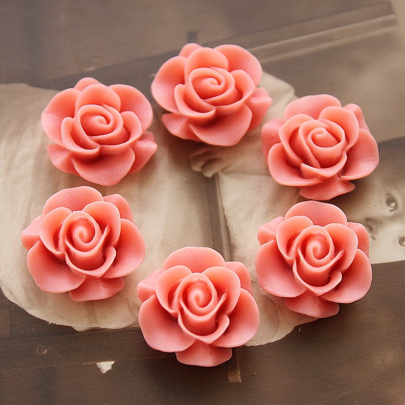 Wholesale Beautiful  Colorful Rose Flower Resin Cabochon    --20mm(CAB-S -20)