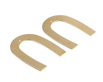 Encantos de geometría de latón, hallazgos de pendientes, colgante en forma de U, colgante de latón crudo, conectores con 1 orificio, colgantes, suministros de joyería, 27x35 mm-RB1315