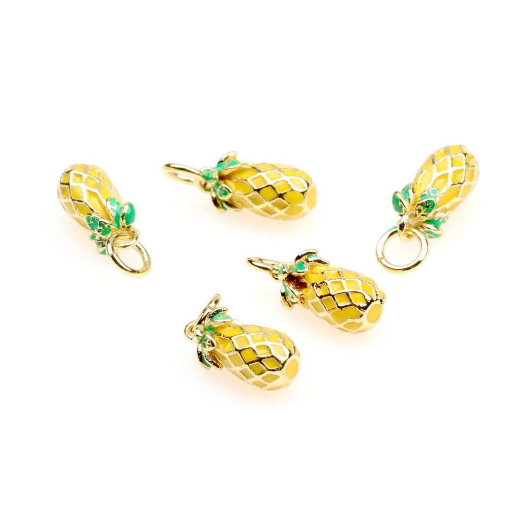 Pineapple Enamel Charms,fruit Enamel Pendant,18k Gold Filled Necklace ...
