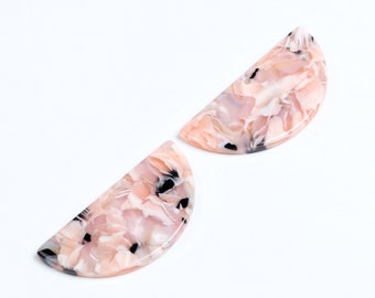 Tortoise Shell Earring Charms,Acetate Acrylic Semicircle Connectors,Half Circle Discs,1 Hole,Semi-Circle Earring Parts,18x37mm,A165-ACE238I