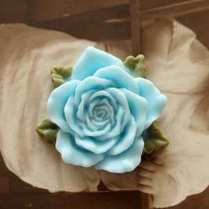 Big SALE-10pcs  Beautiful Colorful Big Rose  Cabochon With green  Leaf --33 mm(CAB-KA-3)