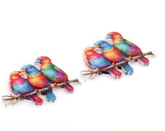 Birds Acrylic Beads,Acrylic Earring Charms,Rectangle Shaped Pendant,Bird Acrylic Earring Parts,Earrings Blanks ,72mmx38mm,ACL-364