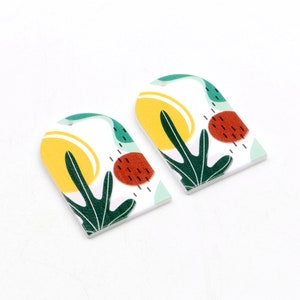 3D Printed Acrylic Beads,Acrylic Earring Charms, Domed Planet Shaped Pendant,Acrylic flower Earring Parts,Earring Blanks,25.5mmx40mm ACL-014