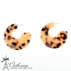Blonde Tortoise Shell Hoop Earring Findings, Acetate Chunky Round Tortoiseshell Earrings,Acetate Earring Parts,Jewelry Supply A11-ACE5086EA