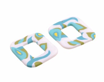 Polymer Clay Earring Findings,Necklace Jewelry Charms,Rectangle shaped Clay pendants for jewelry making Necklace Handmade,33.5x39mm,PC-189