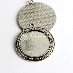 5Pcs 30mm High Quality Antique Silver Round Cabochon Base frame Base Pendant with Loop (SETHY-241)