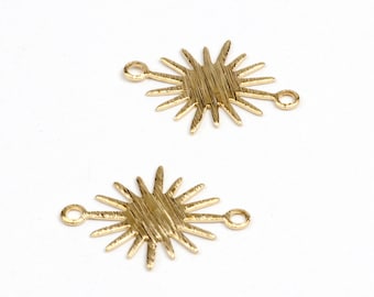 Brass Textured Charms,Earring Findings,Sun Shape Pendant,Blanks With 2 Hole Earrings,Fit For DIY Necklace,Jewelry Pendant,18mmx13.5mm-RB1305