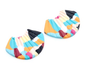 Polymer Clay Earring Findings-Necklace Jewelry Charms-2 holes Geometric Clay pendants for jewelry making Necklace Handmade-28.5X36mm-PC-053