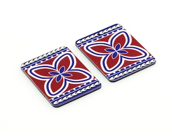 Hermosos dijes de aretes acrílicos, colgante plano rectangular, piezas de aretes de flores de colores, hallazgos de aretes, suministro de joyería 33.5x45.5 mm, ACL-344