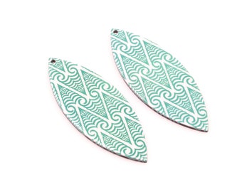 Printed Acrylic Earring Charms,Olive Shaped Flat Pendant,Printing Pattern Earring Parts,Earrings Findings,Jewelry Supplie 69.5x26mm,ACL-264