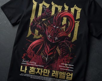 Crimson Shadow Knight Tee – Dark Anime Warrior T-Shirt