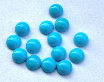 Natürlicher Türkis Cabochon - 6 mm runder blauer Edelstein
