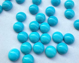 Blauer Türkis Cabochon - 4 mm runder Edelstein, Schmuckherstellung
