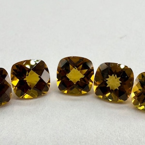 7mm Cushion Cut Cognac Quartz Gemstone Check Top Natural Brown Stone for Jewelry Making