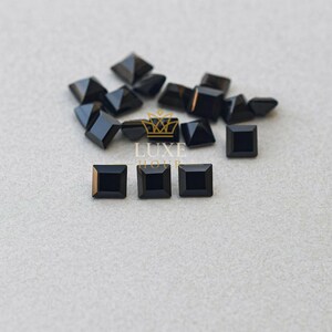 Faceted Black Onyx Gemstone – Step Cut Square, 4mm-10mm
