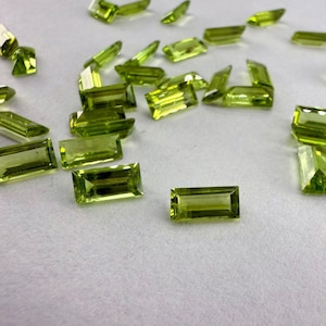 Natural Peridot 8x4mm Baguette Cut Gemstone for Jewelry Making