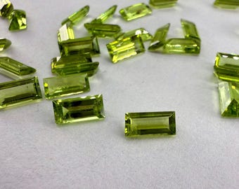 Natural Peridot 8x4mm Baguette Cut Gemstone for Jewelry Making