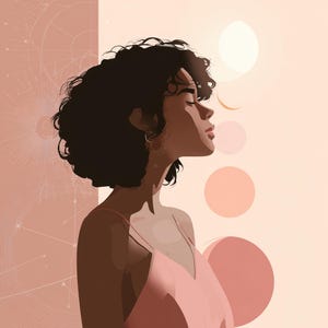 Celestial Woman-muurkunst | Op ghibli geïnspireerd profielportret | Digitale bohoprint | Minimalistische sterrenkaartkunst | Afdrukbare vrouwelijke poster