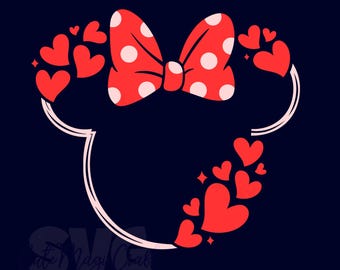 Minnie Mouse Head Valentine's Day Wreath with Hearts SVG for DIY crafts! Valentine gift cut files! |DIGITAL_DOWNLOAD | Graphic for T-Shirts!