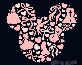 Princesses Coquette Bows SVG for DIY Crafters! | Mickey Mouse Head SVG | Vacation trip Cut Files | DIGITAL_DOWNLOAD | Graphic for T-Shirts!