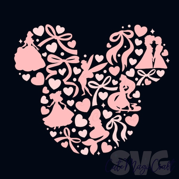 Prinzessinnen Coquette Bögen SVG für DIY Handwerker! | Micky Maus Kopf SVG | Urlaubsreise Schnittdateien | DIGITAL_DOWNLOAD | Graphische Gestaltung für T-Shirts!