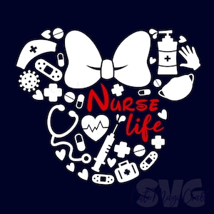 Nurse Life SVG for DIY Crafts! Minnie Mouse Head Cut Files! | Professions Decor SVG | DIGITAL_DOWNLOAD | Graphic for T-Shirts!