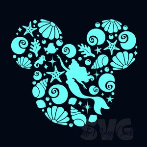 Zeemeerminprinses-svg voor doe-het-zelf! | Mickey Mouse hoofd SVG | Vakantiereis decor gesneden bestanden | DIGITAL_DOWNLOAD voor knutselen! | Afbeelding voor T-shirts!