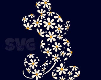 Silhouette di Topolino SVG per progetti fai da te! / Margherite SVG / File di taglio per decorazioni per viaggi di vacanza / DIGITAL_DOWNLOAD / Grafica per magliette