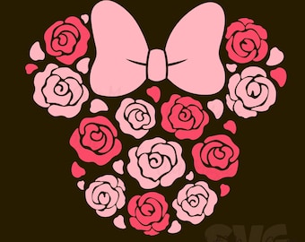 Roses Flowers Mickey Mouse Head SVG for DIY crafts! Vacation Trip, Valentine's Day Decor Cut Files! Graphic for T-Shirts! DIGITAL_DOWNLOAD