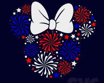 4th of July Fireworks SVG for DIY! | Minnie Mouse Head SVG | Independence Day Decor Cut Files! | DIGITAL_DOWNLOAD | Graphic for T-Shirts!