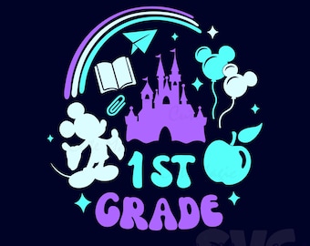 First grade SVG for DIY Crafts! School Spirit Mickey Mouse silhouette Cut Files | Back to school! | DIGITAL_DOWNLOAD | Graphic for T-Shirts!