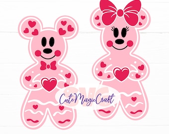 Mickey and Minnie Mouse Gingerbreads SVG for DIY Crafts! Valentine's Day Decor cut files! Graphic for T-Shirts! | DIGITAL_DOWNLOAD