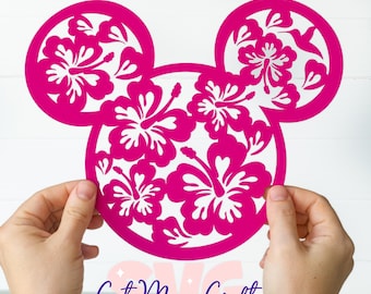 Tropical Flower Swirls SVG for DIY crafts! Single-layer Mickey Head Floral Decor cut file! | DIGITAL_DOWNLOAD