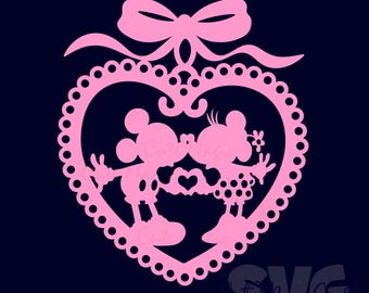 Retro Mickey Minnie Mouse Heart Brooch SVG for DIY crafts! Valentine's Day Decor cut file! Graphic for T-Shirts! | DIGITAL_DOWNLOAD