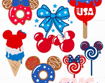 4th of July Mickey Treats – BUNDLE of 7 layered SVGs for DIY crafters! | Patriotic USA Mickey Head on Shirt cut files | DIGITAL_DOWNLOAD