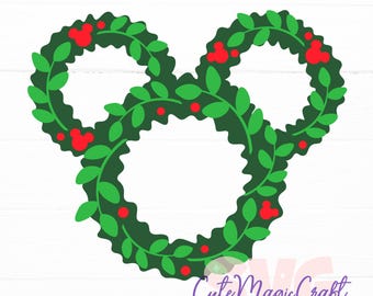 Mickey Mouse Head Christmas Wreath SVG for DIY Crafts! | Winter Season Holiday Decor cut files | DIGITAL_DOWNLOAD | Graphic for T-Shirts!