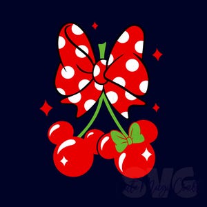 Mickey Mouse Head cherries SVG for DIY | Polka Dot Coquette Bow SVG | Vacation Trip Decor Cut File | DIGITAL_DOWNLOAD | Graphic for T-Shirts